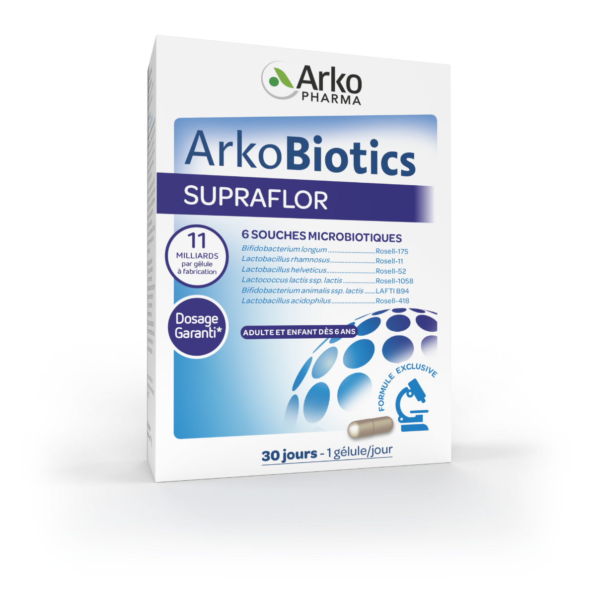 ARKOPHARMA SUPRAFLOR FERMENTS LACTIQUES 6 SOUCHES 30 GELULES