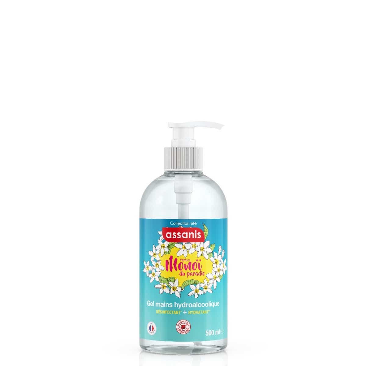 ASSANIS COLLECTION ETE GEL MAINS HYDROALCOOLIQUE PARFUM MONOI DU PARADIS 500ML