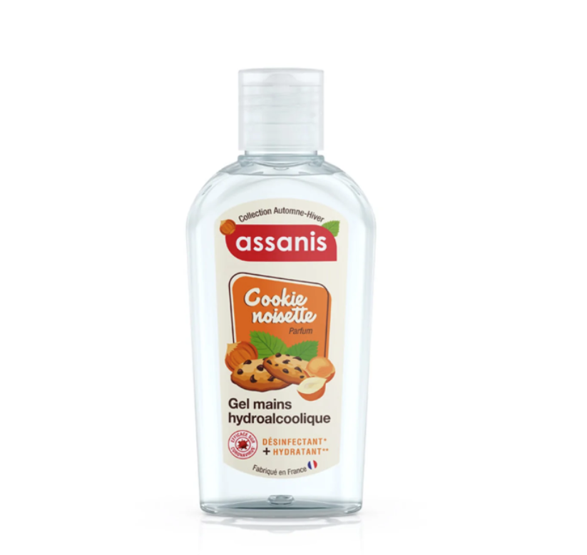 ASSANIS GEL MAINS HYDROALCOOLIQUE PARFUM COOKIE NOISETTE 80ML
