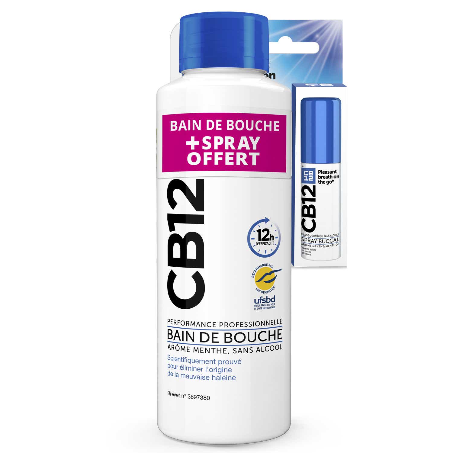 BAIN DE BOUCHE MENTHE SANS ALCOOL 500ML SPRAY 15ML OFFERT