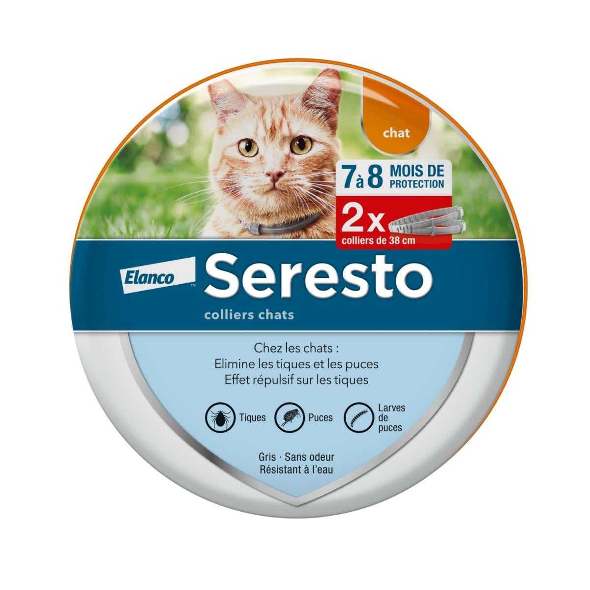 BAYER SERESTO COLLIER CHATS ANTI PARASITAIRE 2 UNITES