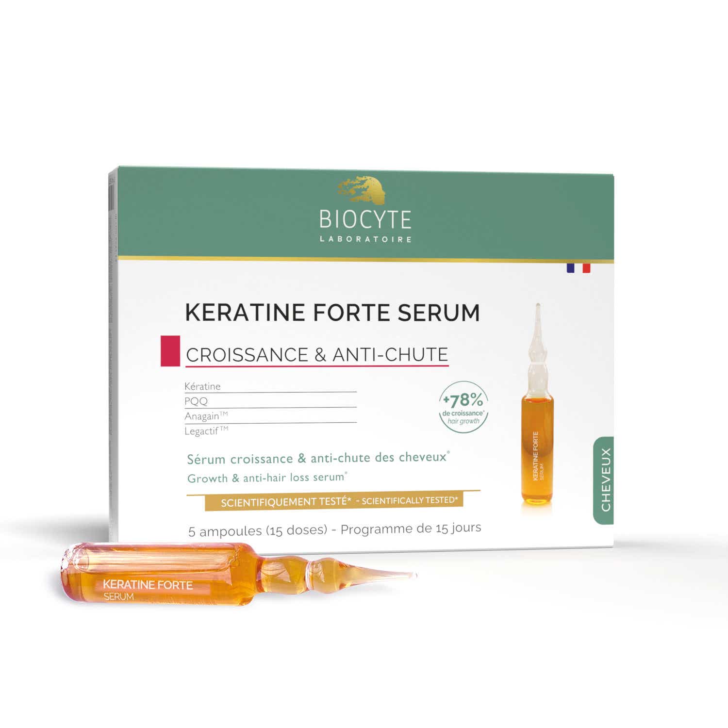 BIOCYTE KERATINE FORTE SERUM ANTI CHUTE 5 FIOLES X 9ML
