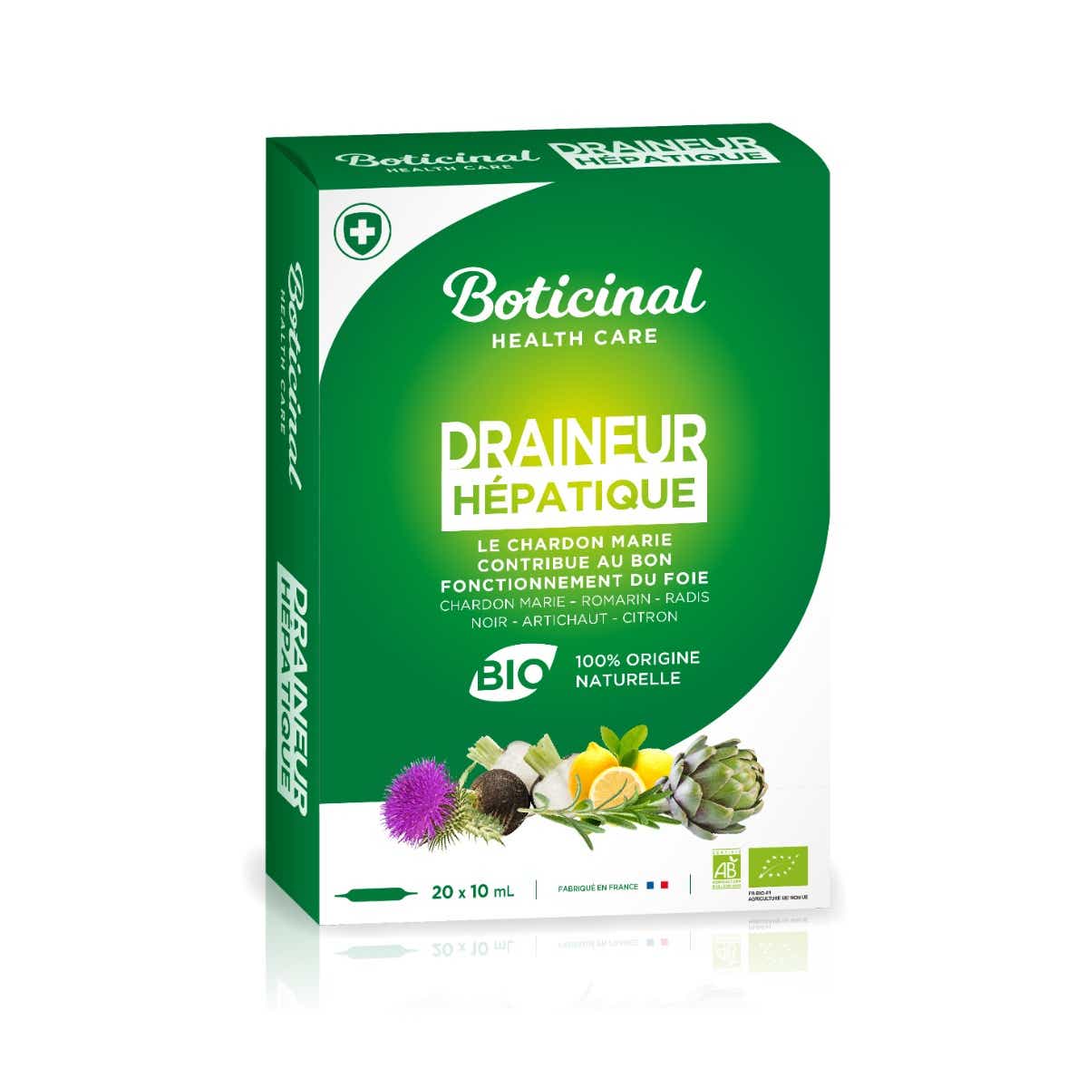 BOTICINAL LABORATOIRE DRAINEUR HEPATIQUE BIO 20 AMPOULES DE 10ML