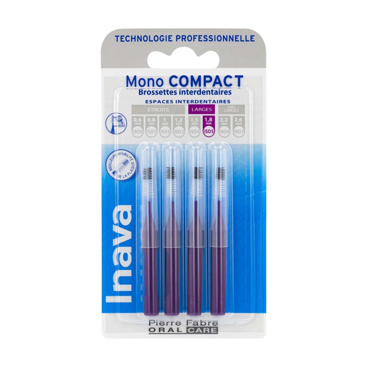 BROSSETTES INTERDENTAIRES MONO COMPACT VIOLETTE LARGE 4 UNITES