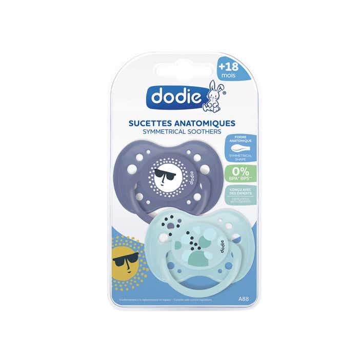 DODIE DUO SUCETTE ANATOMIQUE SILICONE SUNNY LIFE BLEU 18 MOIS ET PLUS