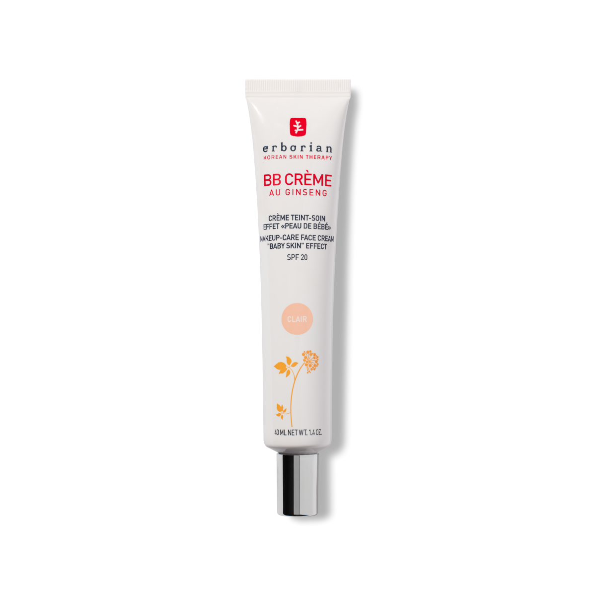 ERBORIAN BB CREME AU GINSENG SPF20 TEINTE CLAIRE TOUS TYPES DE PEAUX 40ML