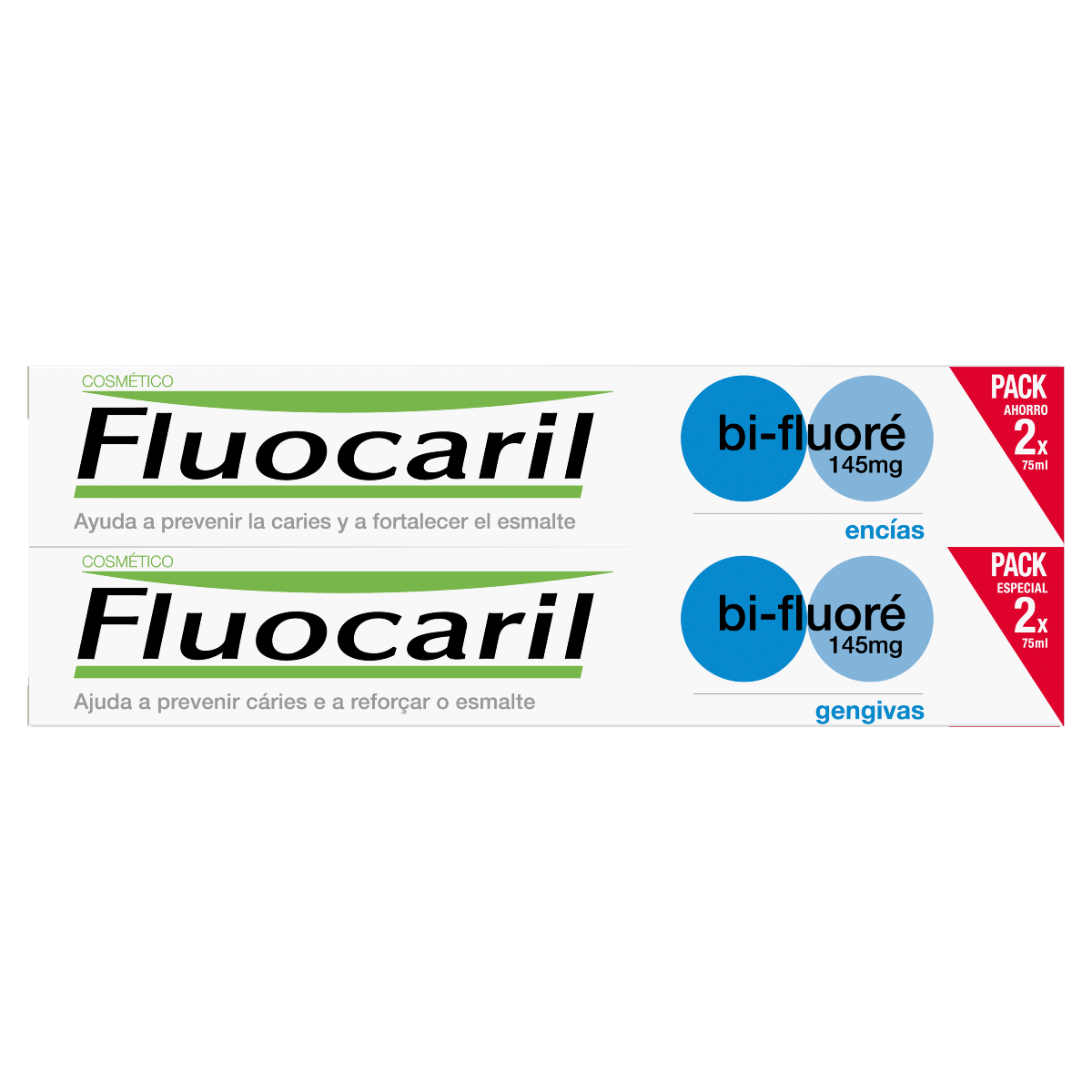 FLUOCARIL DENTIFRICE BI FLUORE 145MG GENCIVES 2 TUBES DE 75ML