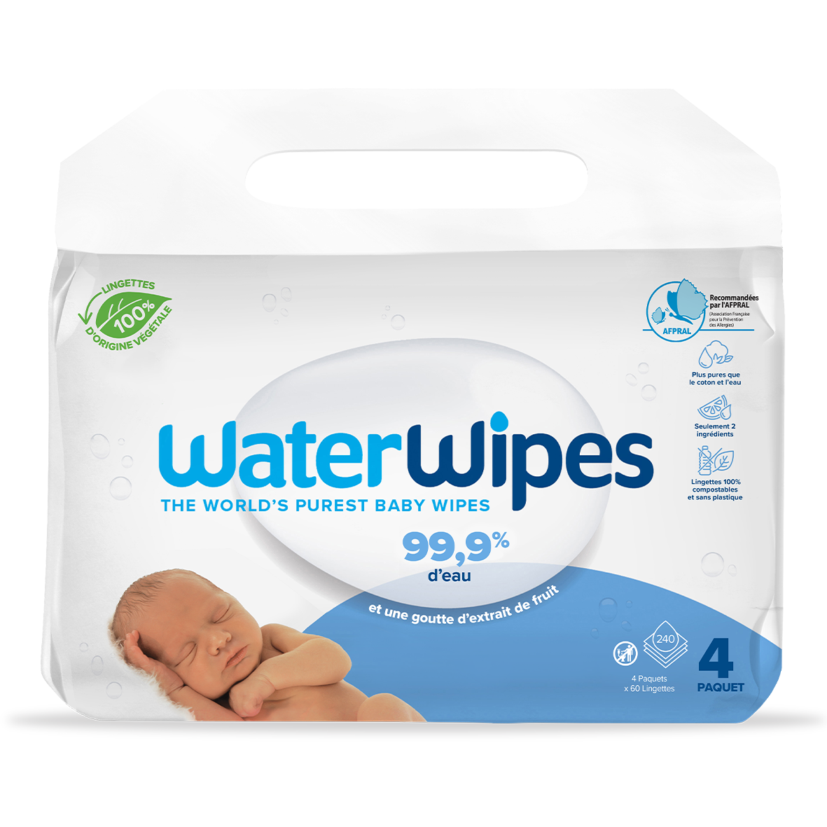 GILBERT WATERWIPES 4 PAQUETS DE 60 LINGETTES