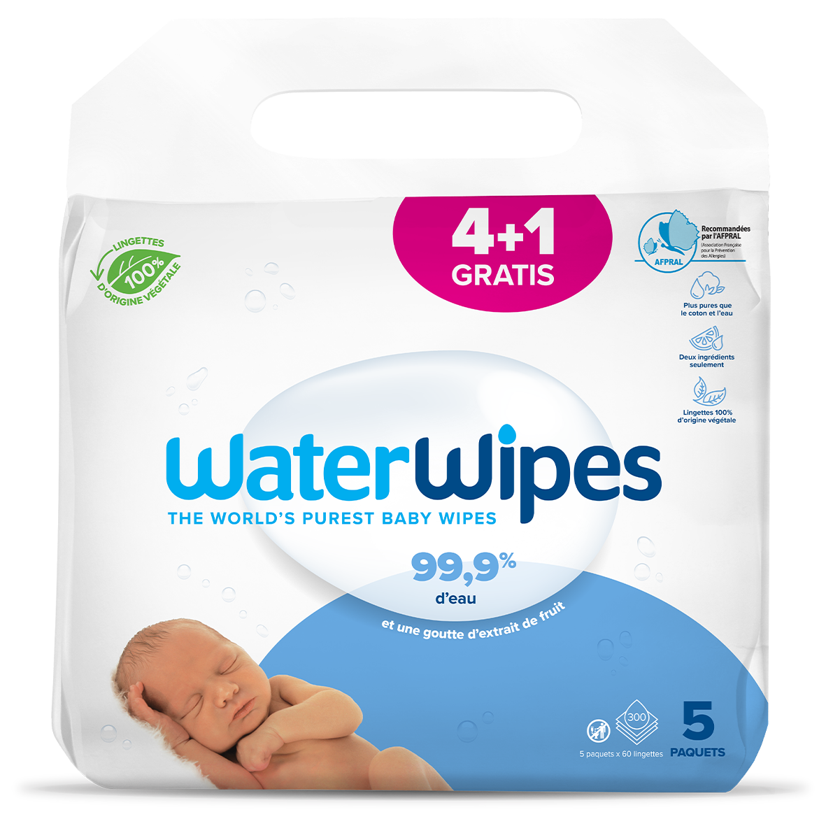 GILBERT WATERWIPES LINGETTES BEBE 5X60 LINGETTES