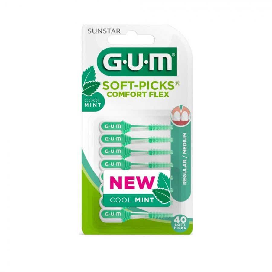 GUM SOFT PICKS COMFORT FLEX BROSSETTES INTERDENTAIRES MEDIUM MENTHE 670 40 UNITES