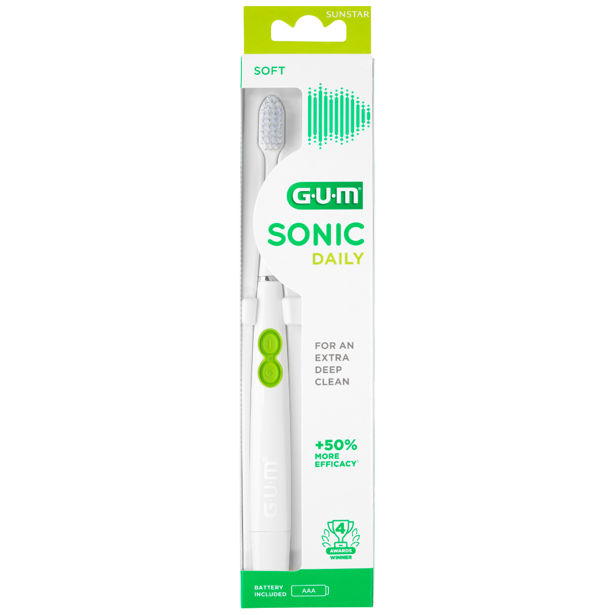 GUM SONIC DAILY BROSSE A DENTS ELECTRIQUE BLANCHE A PILE