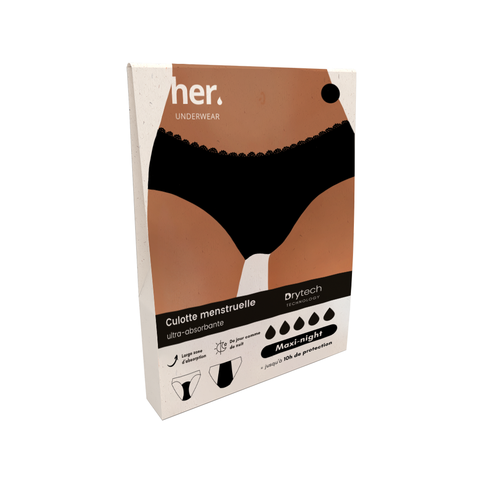HER UNDERWEAR ALMA CULOTTE MENSTRUELLE BLACK ONYX TAILLE S