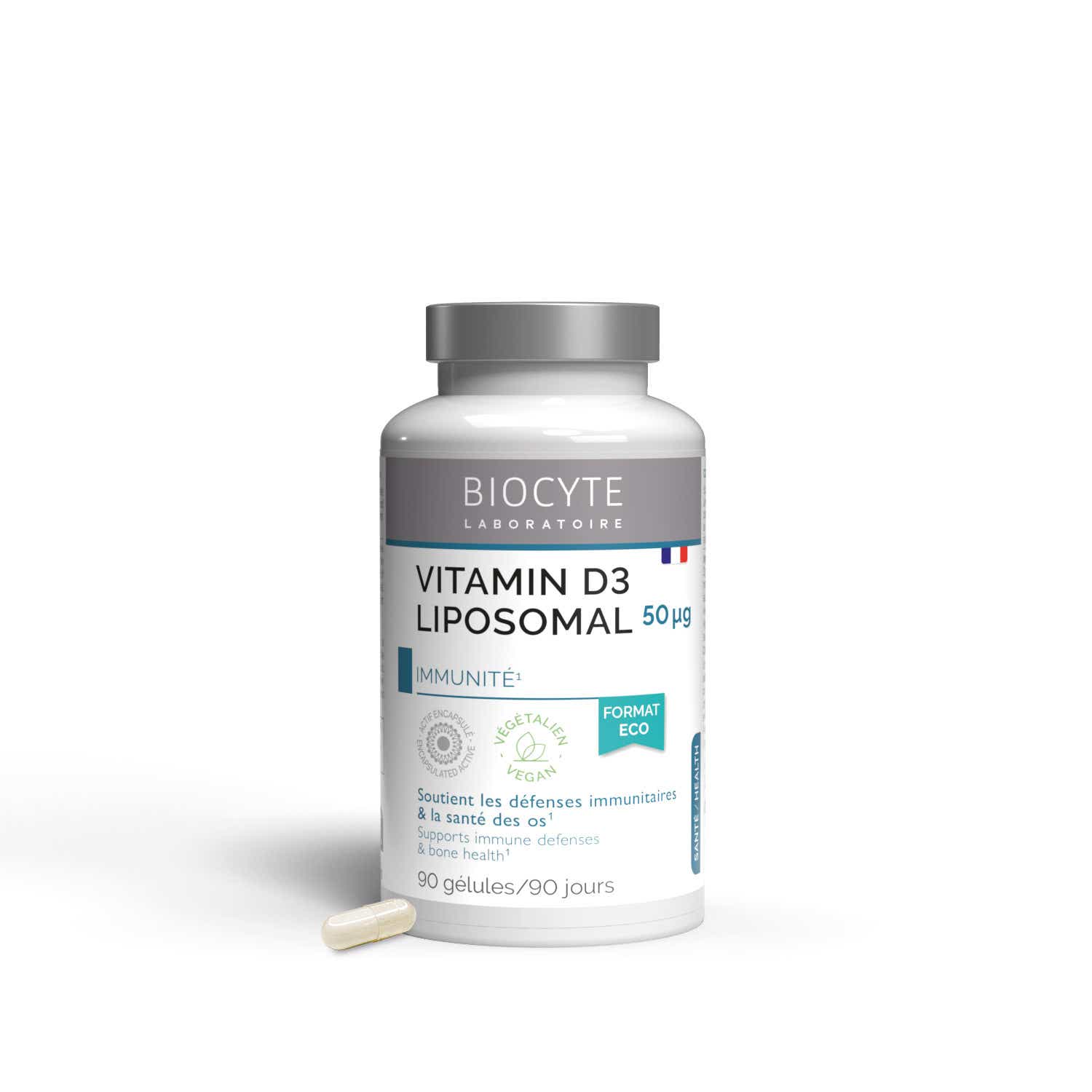 LONGEVITY VITAMIN D3 LIPOSOMAL IMMUNITE ET SANTE DES OS 90 GELULES