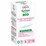LOVE AND GREEN TAMPONS HYPOALLERGENIQUES 100 COTON BIO AVEC APPLICATEUR 16 TAMPONS