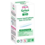 LOVE AND GREEN TAMPONS SUPER HYPOALLERGENIQUES 100 COTON BIO AVEC APPLICATEUR 14 TAMPONS