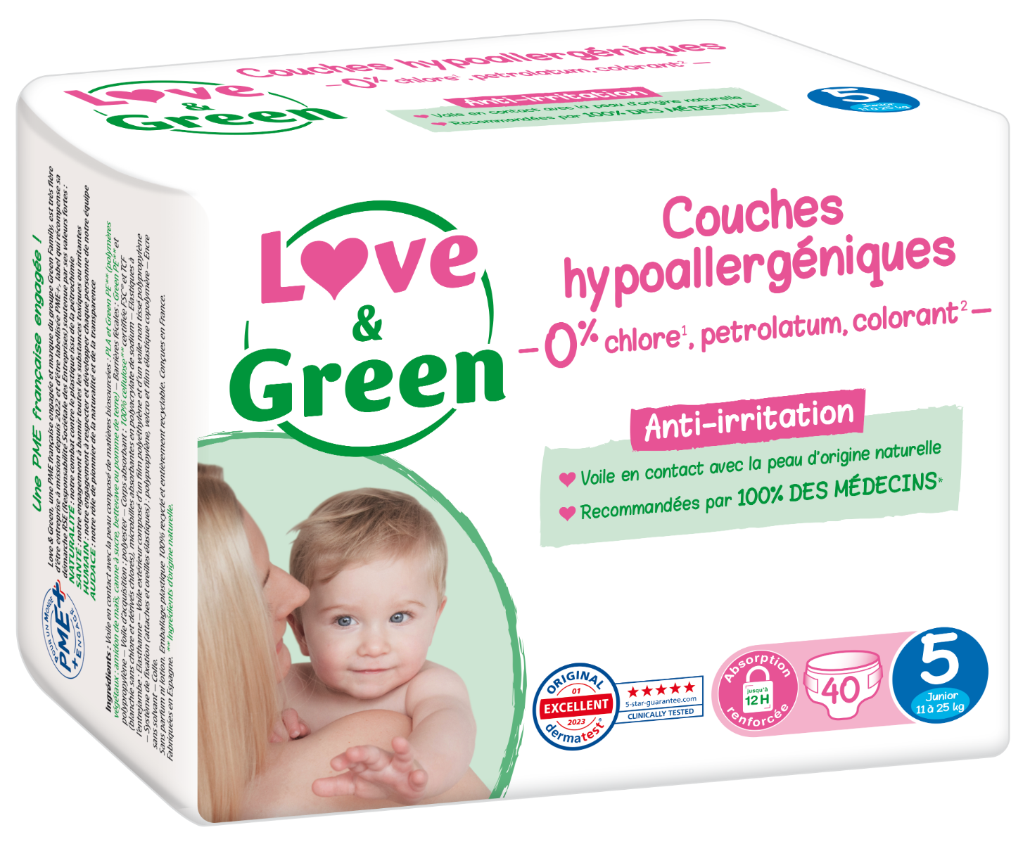 LOVE GREEN COUCHES HYPOALLERGENIQUES T5 40 UNITES