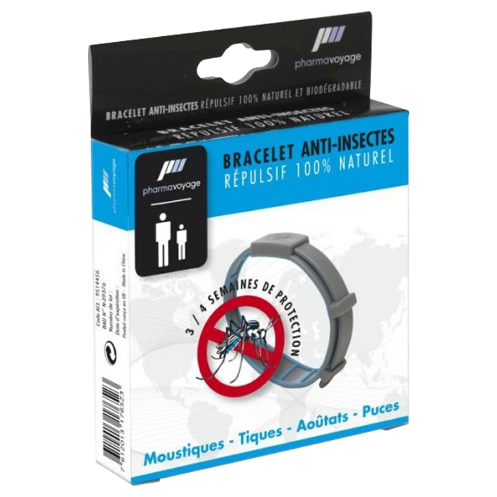 PHARMAVOYAGE BRACELET ANTI INSECTES PRUNE VERT 1 UNITE