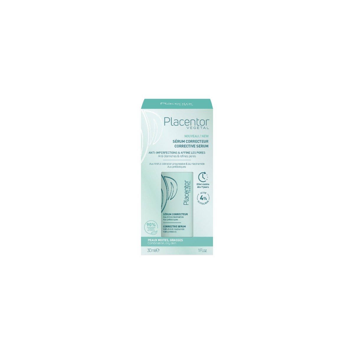 PLACENTOR SERUM CORRECTEUR ANTI IMPERFECTIONS VISAGE PEAUX MIXTES A GRASSES 30ML