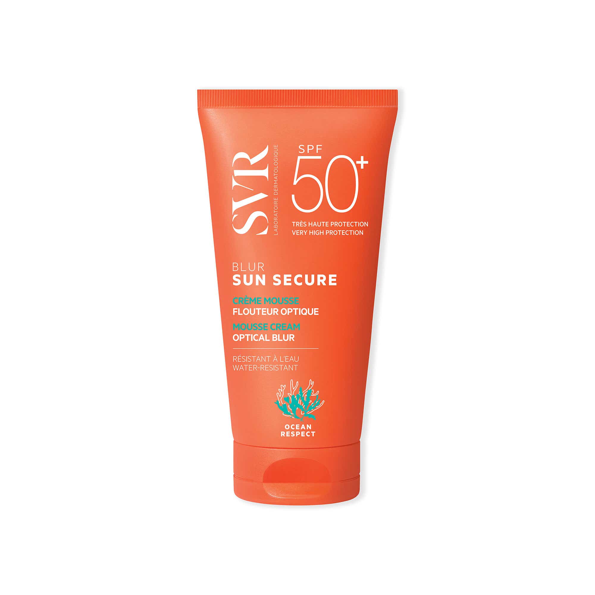 SVR SUN SECURE BLUR CREME MOUSSE SOLAIRE FLOUTEUR OPTIQUE SANS PARFUM SPF50 VISAGE PEAUX SENSIBLES 50ML