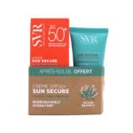 SVR SUN SECURE CREME SOLAIRE HYDRATANTE SPF50 PEAUX HYPERSENSIBLES AU SOLEIL NORMALES A SECHES VISAGE 50ML APRES SOLEIL OFFERT PEAUX HYPERENSIBLES ET ECHAUFFEES VISAGE ET CORPS 50ML