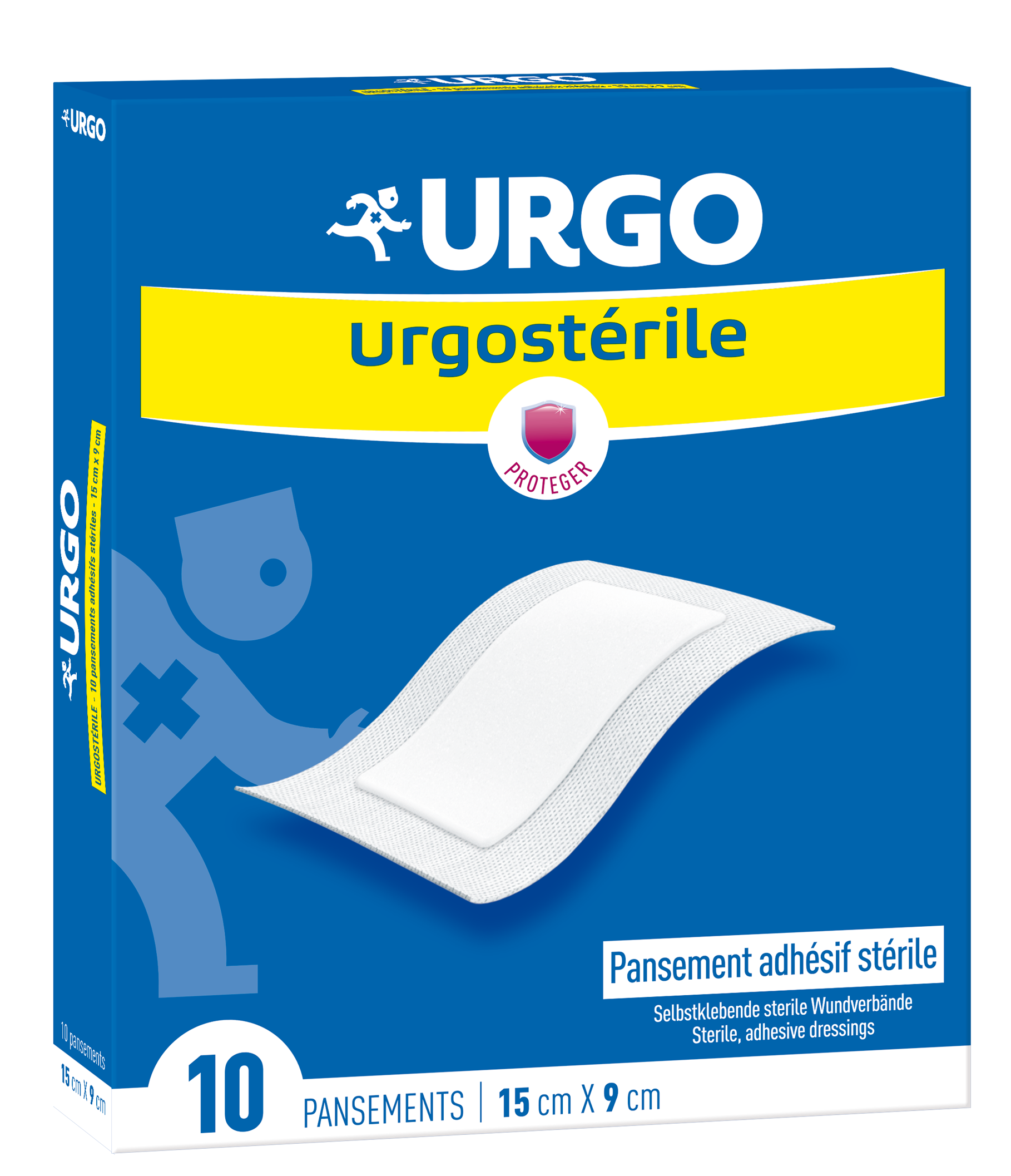 URGO URGOSTERILE PANSEMENT ADHESIF STERILE 15X9CM 10 PANSEMENTS