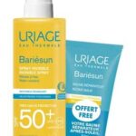 URIAGE BARIESUN SPRAY SOLAIRE INVISIBLE SPF50 VISAGE ET CORPS PEAUX SENSIBLES 200 ML BAUME APRES SOLEIL REPARATEUR VISAGE ET CORPS PEAUX ECHAUFFEES 50ML OFFERT