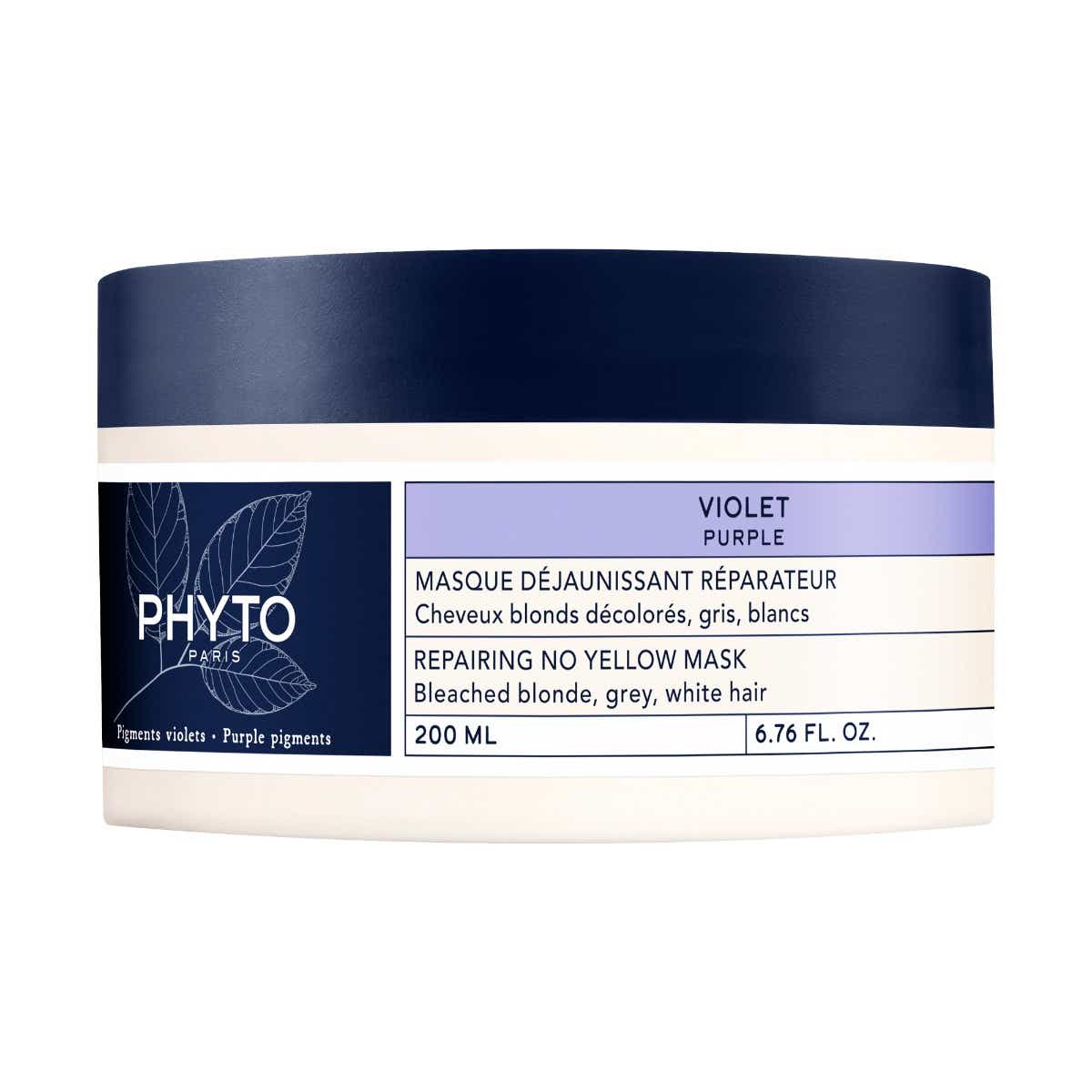 VIOLET MASQUE DEJAUNISSANT REPARATEUR CHEVEUX BLONDS DECOLORES GRIS BLANCS 200ML