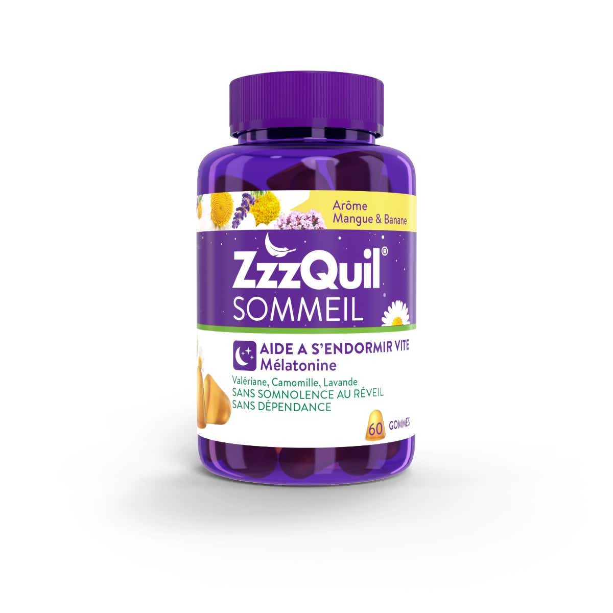 ZZZQUIL SOMMEIL MANGUE ET BANANE 60 GOMMES A MACHER