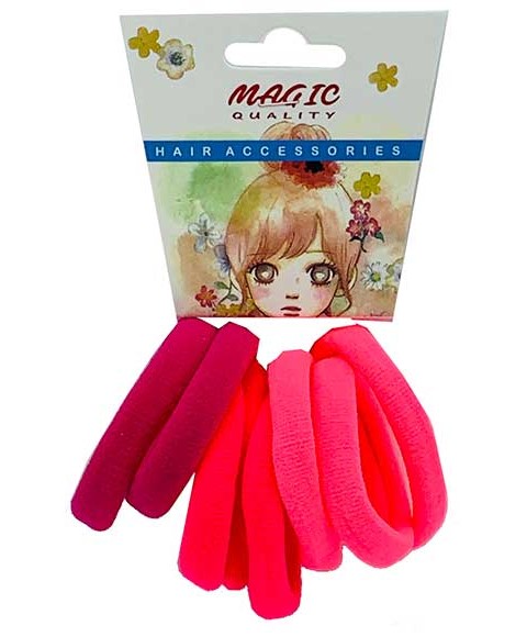 BANDES ÉLASTIQUES À CHEVEUX DE QUALITÉ MAGIQUE ASSORTIES TP15PINK
