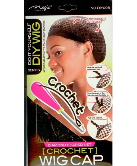 Bonnet de perruque en filet en forme de diamant au crochet, série DIY DIY008
