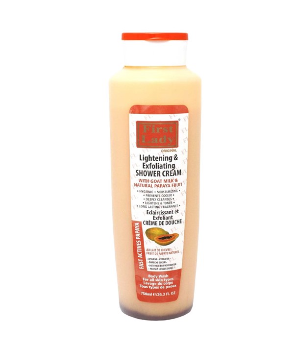 CRÈME DE DOUCHE EXFOLIANTE ÉCLAIRCISSANTE POUR LA PEAU FIRST LADY PAPAYA