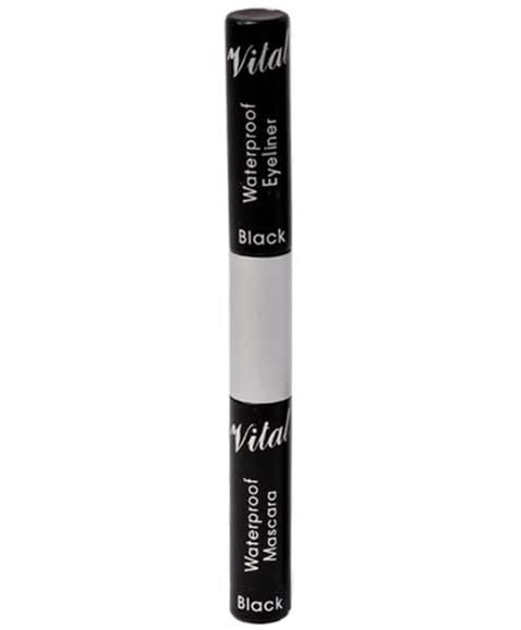 DUO MASCARA ET EYELINER IMPERMÉABLES 2 EN 1 NOIR 
