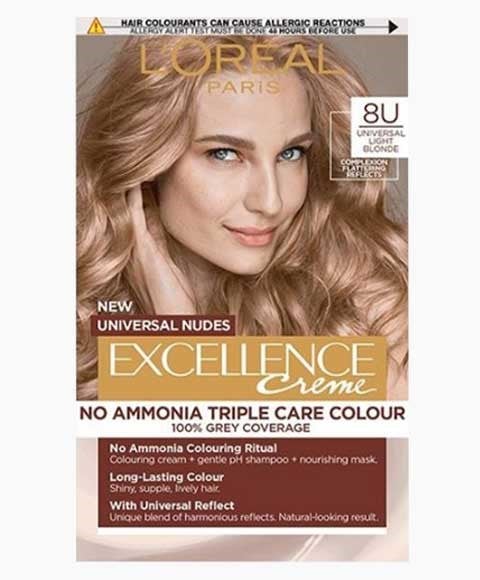 EXCELLENCE CREME SANS AMMONIAQUE TRIPLE CARE COULEUR DE CHEVEUX 8U UNI
