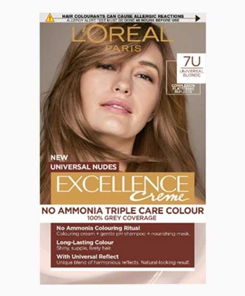 EXCELLENCE CREME SANS AMMONIAQUE TRIPLE SOIN COULEUR DE CHEVEUX 7U UNI