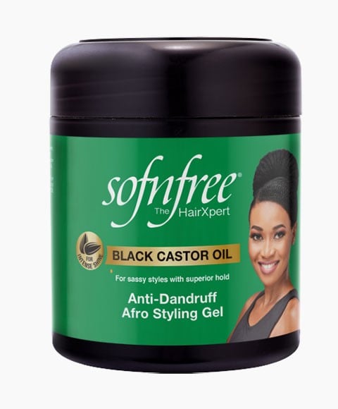GEL coiffant afro antipelliculaire à l'huile de ricin noire SOF N FREE