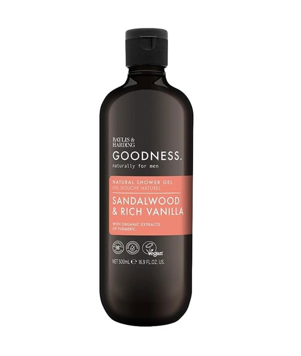 GOODNESS MEN DOUCHE NATURELLE AU BOIS DE SANTAL ET À LA VANILLE RICHE GE