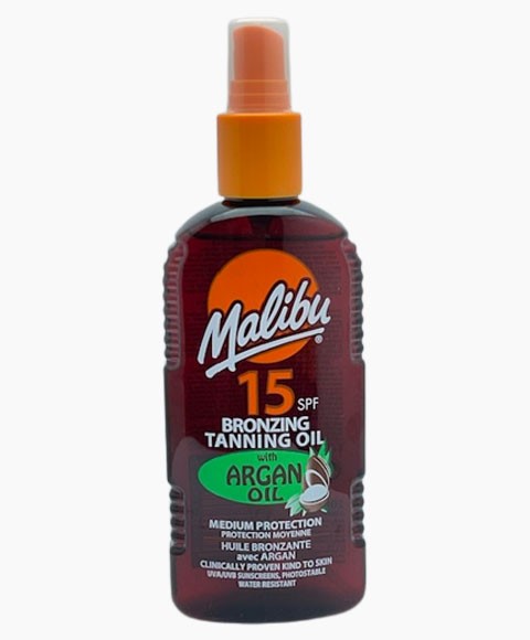 HUILE DE BRONZAGE BRONZANTE MALIBU À L'HUILE D'ARGAN SPF15 