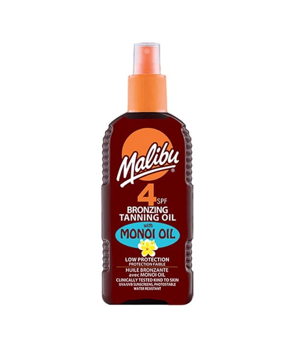 HUILE DE BRONZAGE BRONZANTE MALIBU À L'HUILE DE MONOI SPF4 