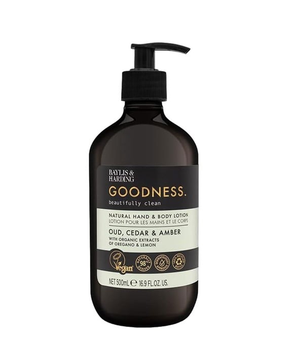 LOTION NATURELLE POUR LE CORPS POUR LES MAINS GOODNESS OUD CEDAR AND AMBER 