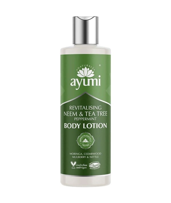 LOTION POUR LE CORPS À L'ARBRE À THÉ NEEM ET À LA MENTHE POIVRÉE AYUMI NATURALS