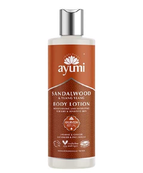 LOTION POUR LE CORPS AU BOIS DE SANTAL ET À L'YLANG YLANG AYUMI NATURALS