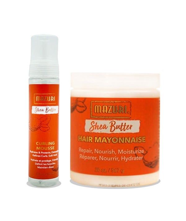 MAZURI HAIR MAYONNAISE BEURRE DE KARITÉ ENSEMBLE HYDRATANT POUR CHEVEUX