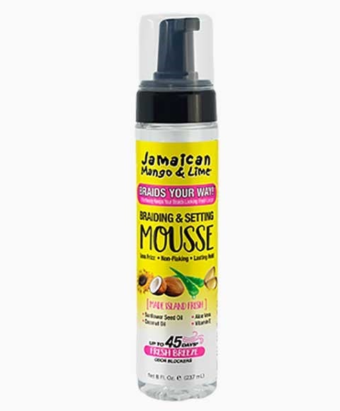 MOUSSE fixatrice de tressage jamaïcaine à la mangue et au citron vert 