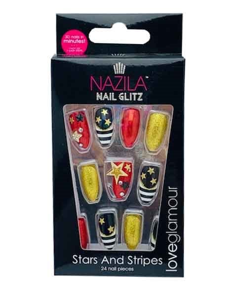 NAIL GLITZ LOVE GLAMOUR ÉTOILES ET RAYURES 
