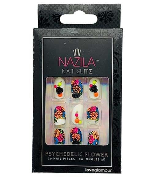 NAIL GLITZ LOVE GLAMOUR FLEUR PSYCHÉDÉLIQUE 