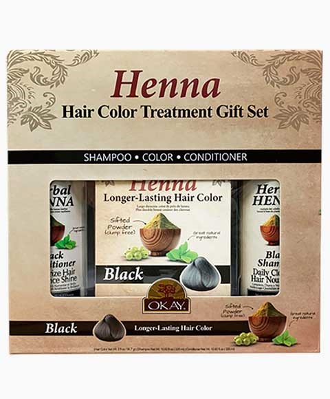 OKAY COFFRET CADEAU DE TRAITEMENT DE COULEUR DE CHEVEUX NOIR AU HENNA 