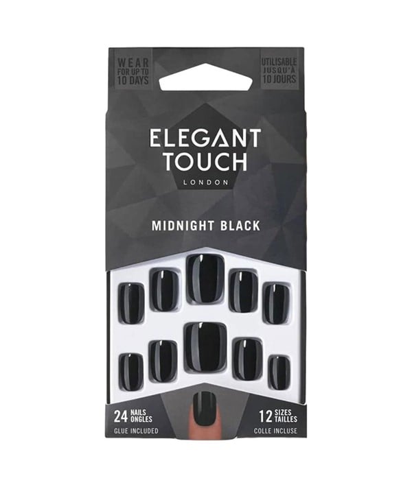 ONGLES NOIR ELEGANT TOUCH AVEC COLLE 