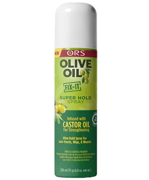 ORS OLIVE OIL SUPER HOLD SPRAY INFUSÉ AVEC DE L'HUILE DE RICIN 