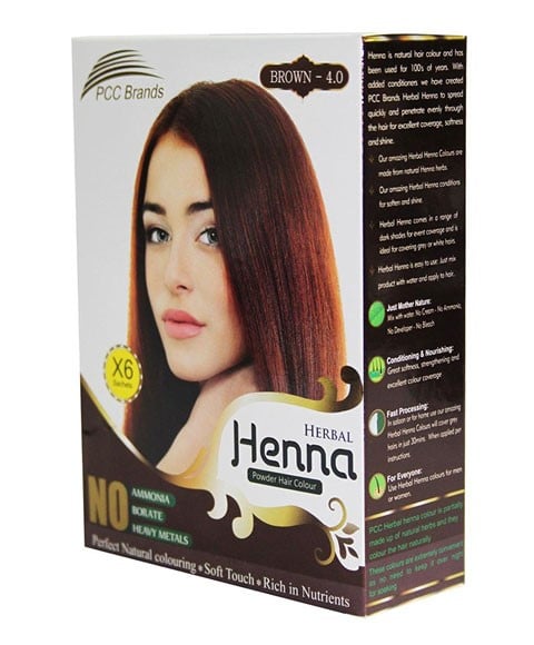 PCC BRANDS COULEUR DE CHEVEUX EN POUDRE DE HENNA À PLANTES BRUN