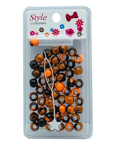 PERLES À MOTIF DE LA COLLECTION STYLE BD012 NOIR ET ORANGE 